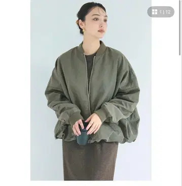 coca 워셔블 벌룬 블루종 카키 M