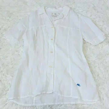 ETRO 에트로 린넨 오픈 카라 셔츠 화이트 셔츠 이탈리아제