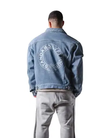 LYFT BACK EMBLEM DENIM JACKET - BLUE