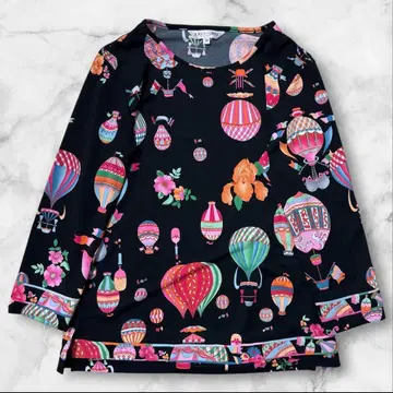 [최근 모델 컨디션 최상] 레오나르 티셔츠 기구 꽃무늬 트리밍 상의 신축