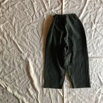 린넨 울 짧은 몸빼 카키 그린