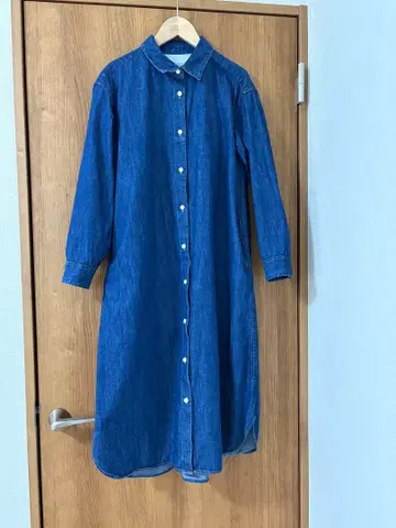 무인양품 워싱 데님 긴팔 원피스