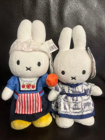 네덜란드 한정판 미피 봉제 인형 2체 세트 딕 브루너 Miffy