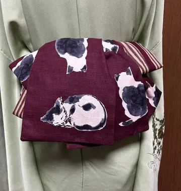 성인용 헤코비, 묵화풍 고양이 패턴, 리버서블 긴 길이