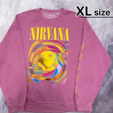 NIRVANA 맨투맨 XL 핑크 스마일리 페이스 니코짱 공식