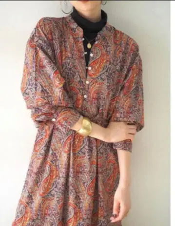 Lumier 뤼미에르 페이즐리 무늬 긴팔 롱 원피스