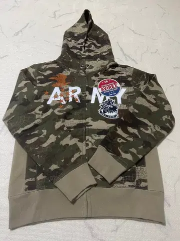 AVIREX 아비렉스 풀 집업 후드티 카모 패턴 M 사이즈