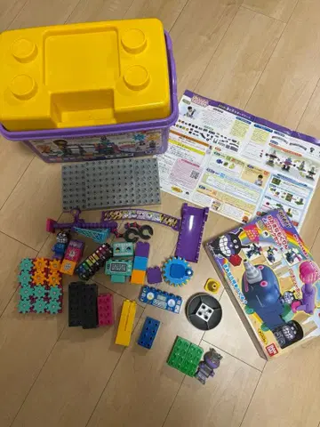 세균맨의 빙글빙글 메카 공장 블록 바케츠 커다란 모구린 블록 세트