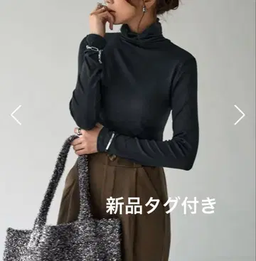 택 포함 새상품 스타일 델리 드레이프감 얇은 리브 루즈 터틀 상의