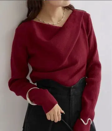 오프숄더 립 니트 mystic 보르도