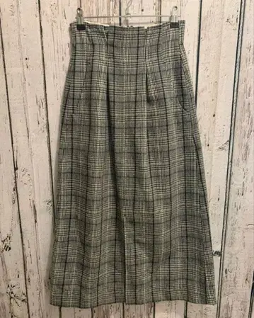 ETRE TOKYO 체크 하이웨스트 맥시 스커트 S 아크릴 울