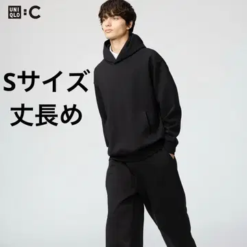 유니클로 C 맨투맨 와이드 팬츠 긴 길이 블랙 S 사이즈