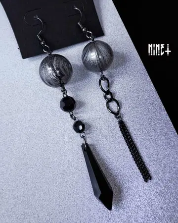 1726 개성있는 귀걸이 아지메 블랙 빈티지 귀찌 모드