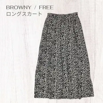 브라우니 롱 플레어 스커트 레오파드 무늬 허리밴딩 화려한 멋진