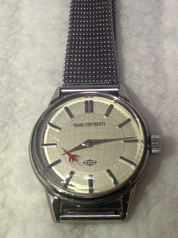 작동품 TRANS CONTINENTS 손목시계 실버 메쉬 비행기