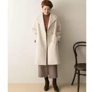 울 혼방 더블 브레스트 코트