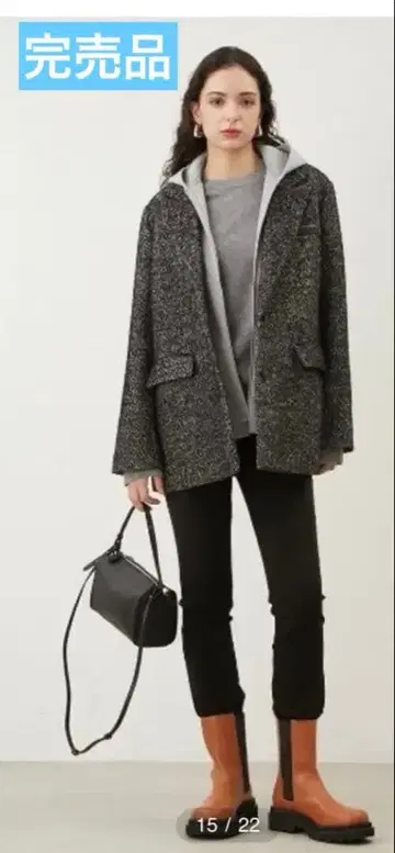 Mila Owen 후드 도킹 싱글 브레스 자켓 트위드 0