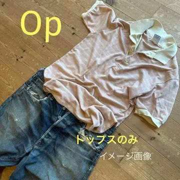 70' 빈티지 오션 퍼시픽 반팔 핑크 베이지 스트 피케 셔츠