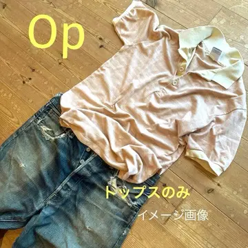 70' 빈티지 오션 퍼시픽 반팔 핑크 베이지 스트 피케 셔츠