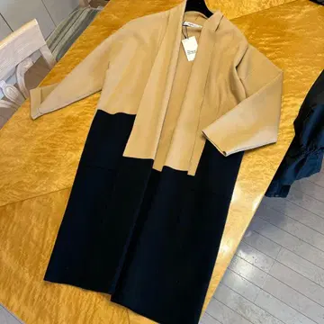 ZARA 니트 롱 코트 M 베이지 블랙