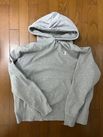 챔피온 리버스 위브 후드티 L 그레이 자수 로고 청단택