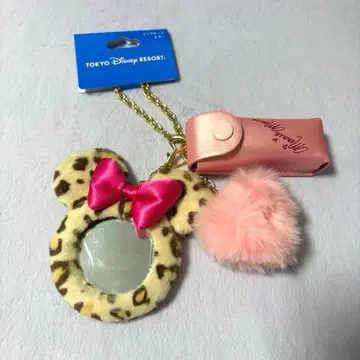 디즈니 립 케이스 거울 미니 레오파드 무늬