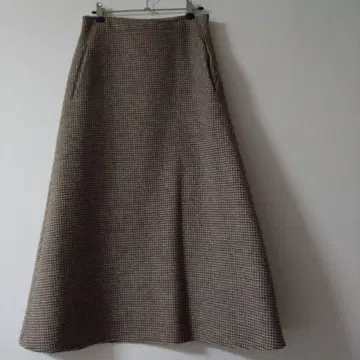 ebure 체크 무늬 플레어 롱 스커트