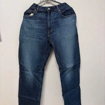 다크 블루 스트레이트 데님 팬츠