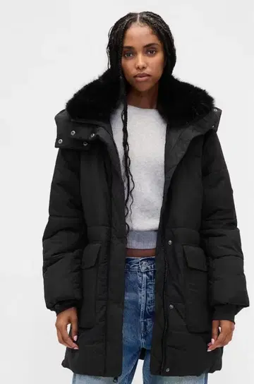 이번 시즌 신상 GAP 인조 모피 트리밍 미디 퍼퍼 자켓 다운