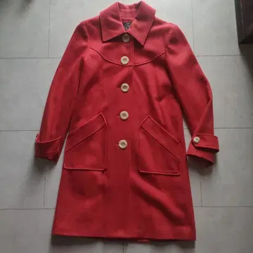 울 빨간색 피코트 버튼 포함