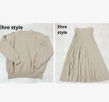 14450엔 새상품급 에일레스 스타일 플리츠 니트 플레어 스커트 셋업