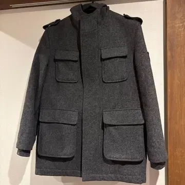 울 혼방 더플 코트 그레이