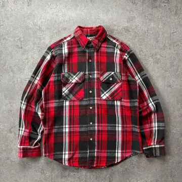 90s 파이브 브라더 헤비 플란넬 셔츠 USA제 M 레드 x 블랙