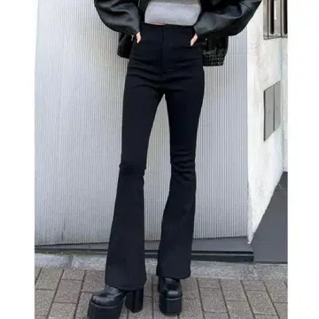 EMODA 에모다 하이웨스트 플레어 팬츠 블랙