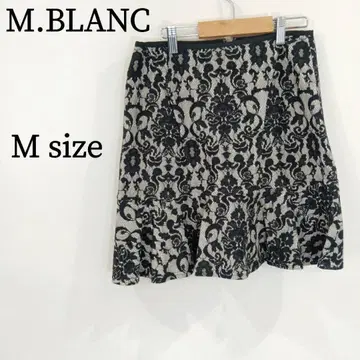 M.BLANC 미니 스커트 꽃무늬 다마스크 무늬 페미닌 화이트 블랙 M