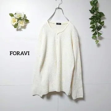 FORAVI 하프 버튼 메쉬 니트 스웨터 M