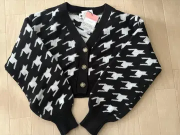 Cherimi 하운드투스 체크 크롭 가디건