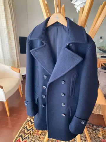 scye 38 블랙 블랙 울 더블 브레스트 피코트