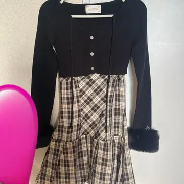 미셸 마카롱 볼레로 set 체크 플리츠 원피스 프리 사이즈