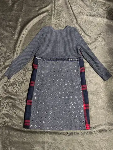 가죽 & 하드 메탈릭 비즈 장식 원피스