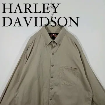 HARLEY-DAVIDSON 베이지 긴팔 버튼 다운 셔츠 L
