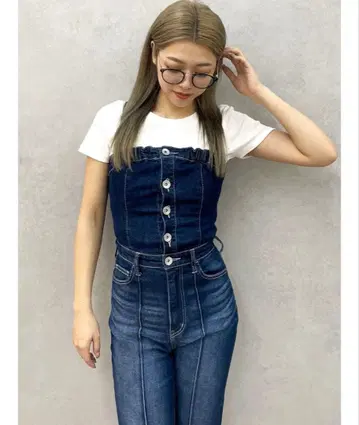 BACK 리본 데님 올인원 GYDA