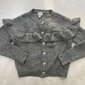 H&M 그레이 프릴 가디건 L