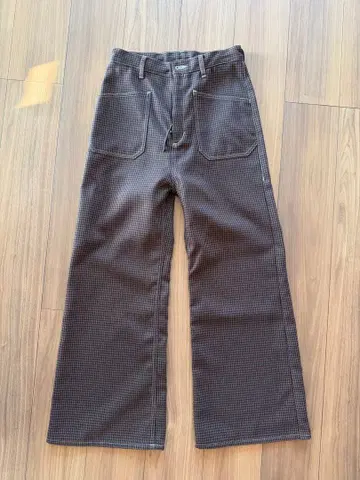 브라운 체크 와이드 팬츠 노브랜드