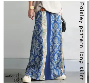 미사용품 antiqua 페이즐리 무늬 롱 스커트