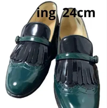 잉그 ing 신발 그린 에나멜 플랫 펌프스 24cm