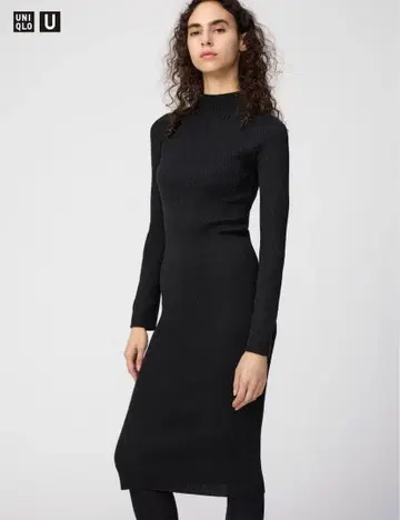 UNIQLO U 니트 메리노 블렌드 원피스 블랙