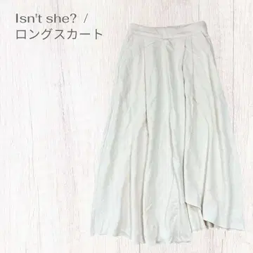 롱 플레어 스커트 상쾌함 포근함 무지 비대칭 허리밴딩 화이트 계열