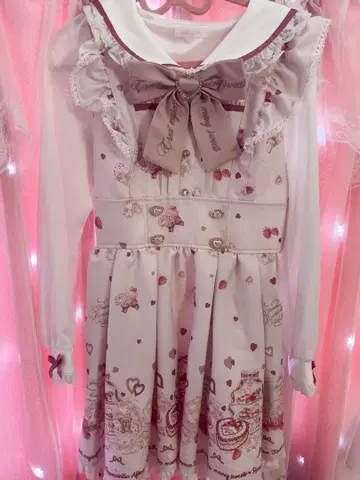 LIZLISA 메니 하트 애프터눈티 패턴 원피스