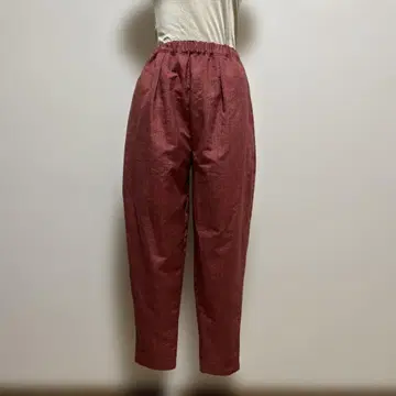 기모노 리메이크 (테이퍼드 팬츠)  순수 실크 다크 레드 레인보우 색상